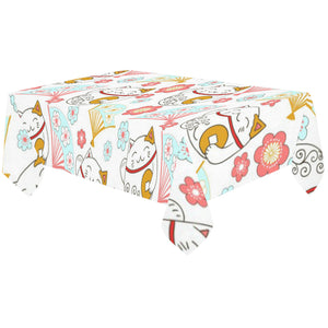 Maneki neko cat fan sakura Tablecloth