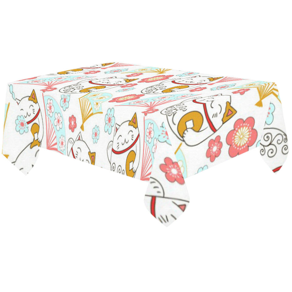 Maneki neko cat fan sakura Tablecloth