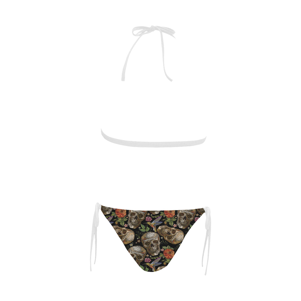 Skull rose humming bird flower pattern Sexy Bikinis Two-Piece Swimsuits