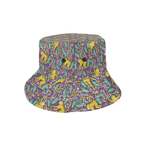 Cute yellow monkey leaves pattern Unisex Bucket Hat