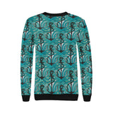 Anchor nautical green background Women's Crew Neck Sweatshirt
