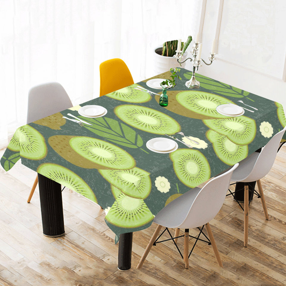Whole sliced kiwi leave and flower Tablecloth