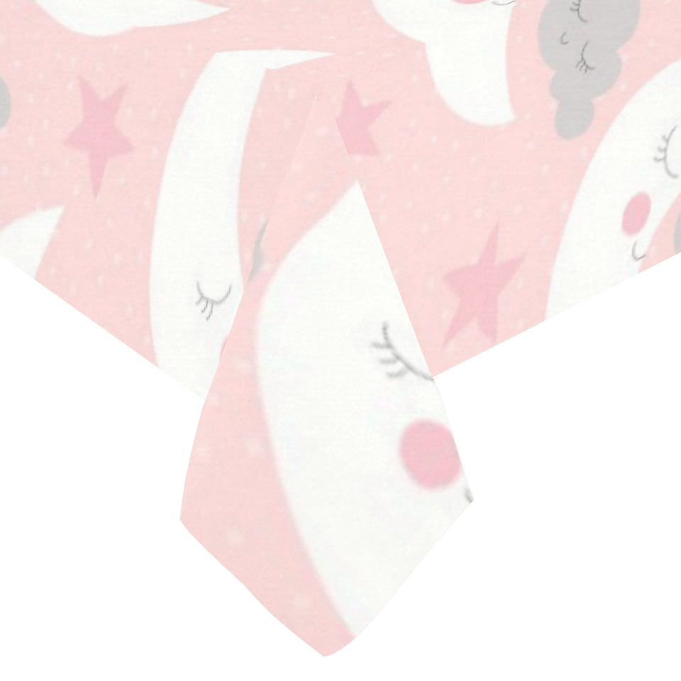 Cute moon cloud star pattern pink dot background Tablecloth