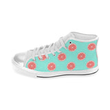 Grapefruit green background Women's High Top Canvas Shoes White