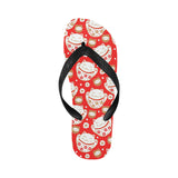 Cute Maneki neko cat red background Unisex Flip Flops