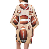 American football ball design pattern Women's Short Kimono Robe