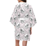 Cute french bulldog pattern Women's Short Kimono Robe