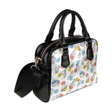 Siberian husky and colorful circle pattern Shoulder Handbag