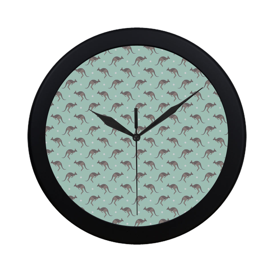 Kangaroo pattern background Elegant Black Wall Clock