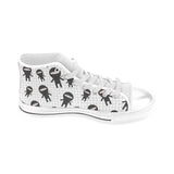 Ninja pattern plaid background Men's High Top Canvas Shoes White