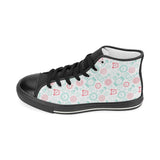 Clock time pattern blackground Women's High Top Canvas Shoes Black