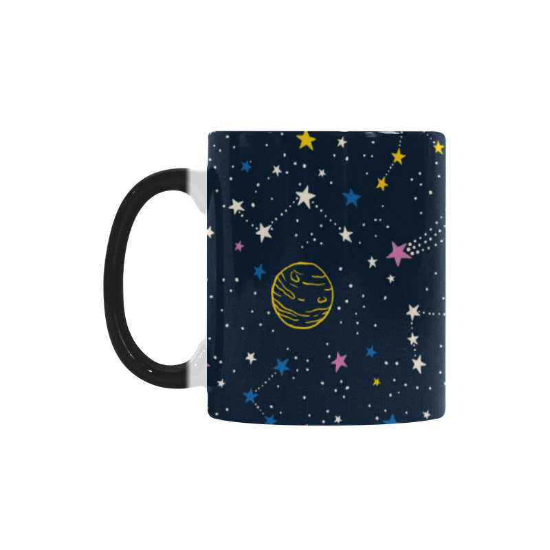 space pattern with planets, comets, constellations Morphing Mug Heat Changing Mug