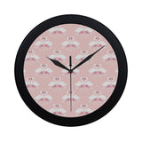 White swan and flower love pattern Elegant Black Wall Clock