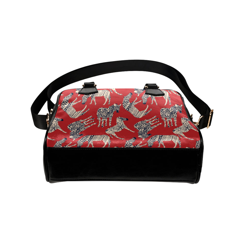 Zebra abstract red background Shoulder Handbag