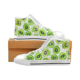 Watercolor kiwi pattern Men's High Top Canvas Shoes White
