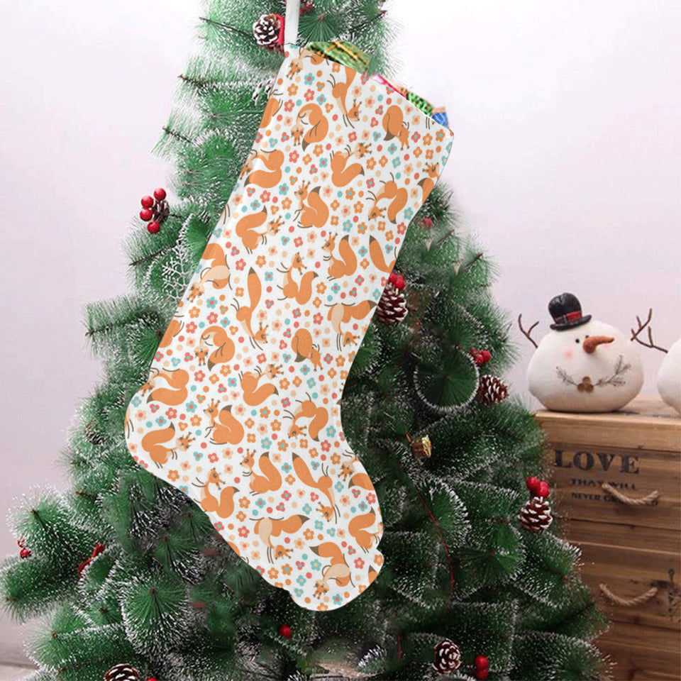 Squirrel Pattern Print Design 05 Christmas Stocking