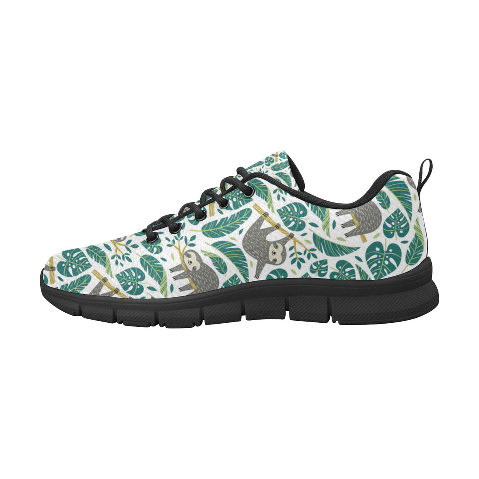 Cute sloths tropical palm leaves white background Women's Sneaker Shoes