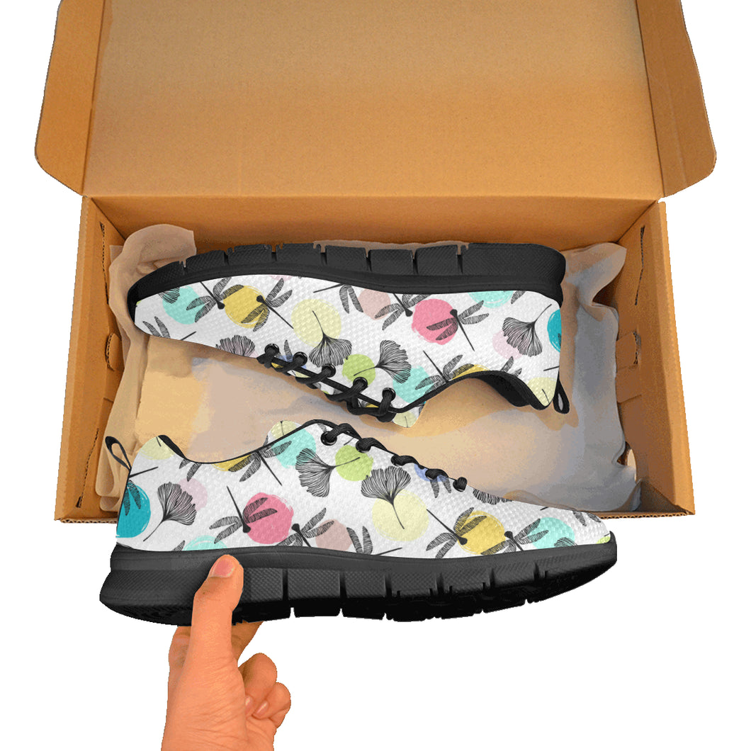 Dragonflies ginkgo leaves pattern Women's Sneaker Shoes