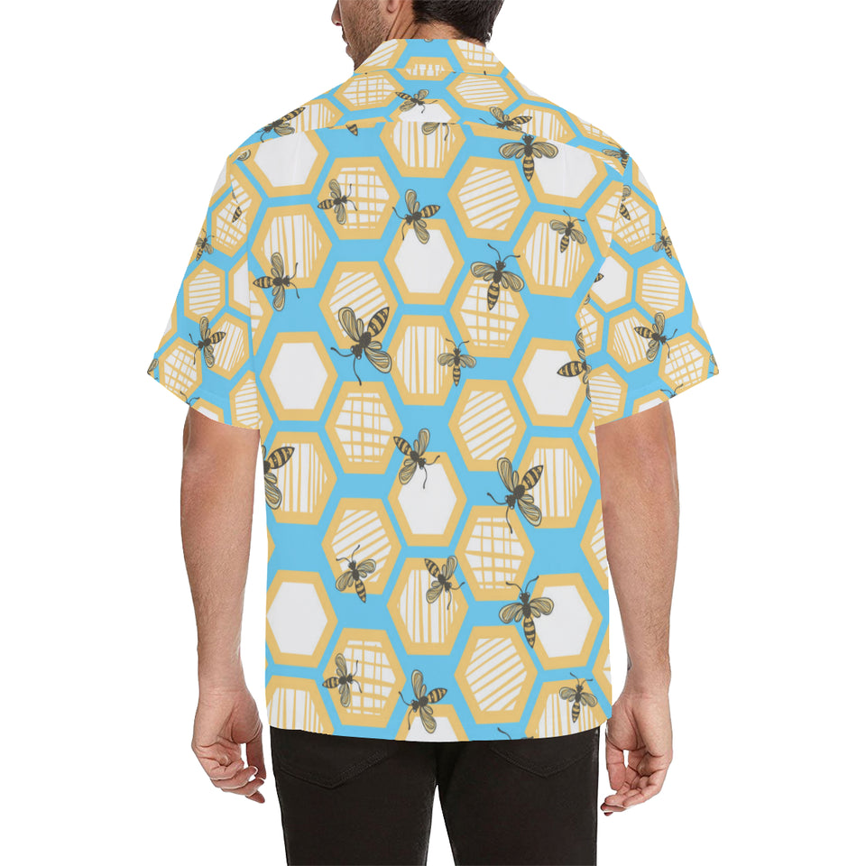 Bee honeycomb pattern Men's All Over Print Hawaiian Shirt