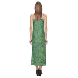 Crocodile Skin Printed V-Neck Open Fork Long Dress