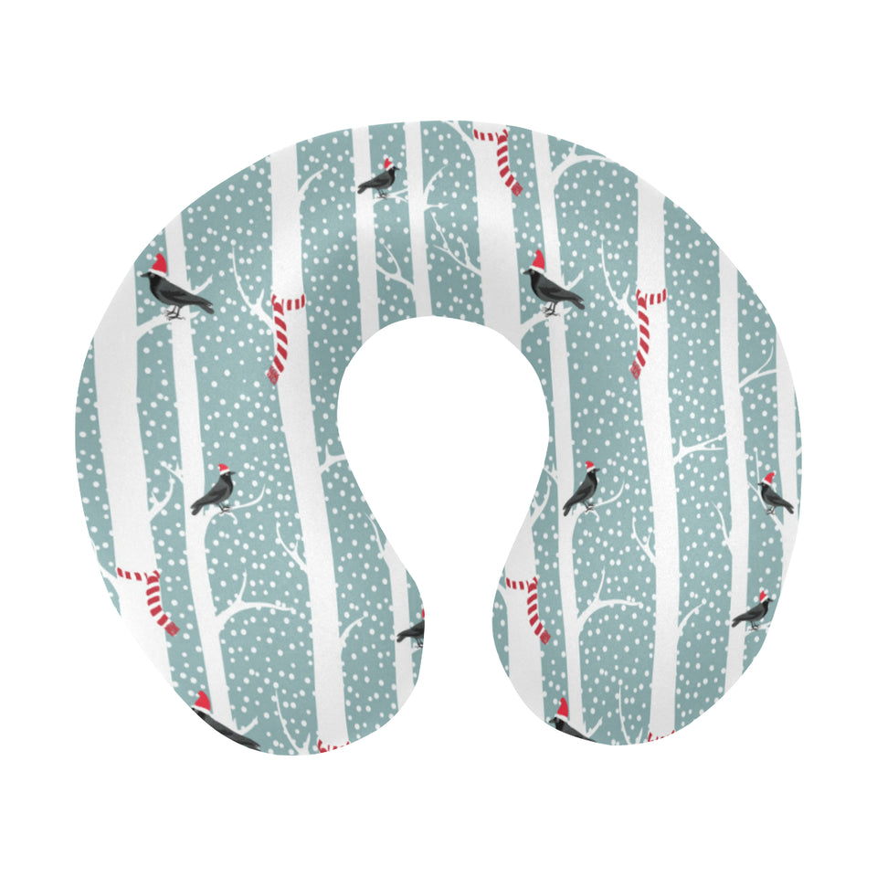 Crows christmas hat scarf U-Shaped Travel Neck Pillow