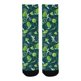 Lime ice flower pattern Crew Socks
