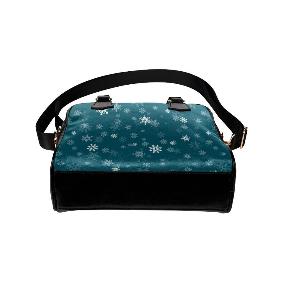 Snowflake pattern dark background Shoulder Handbag