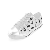 Goat ram pattern Men's Low Top Shoes White