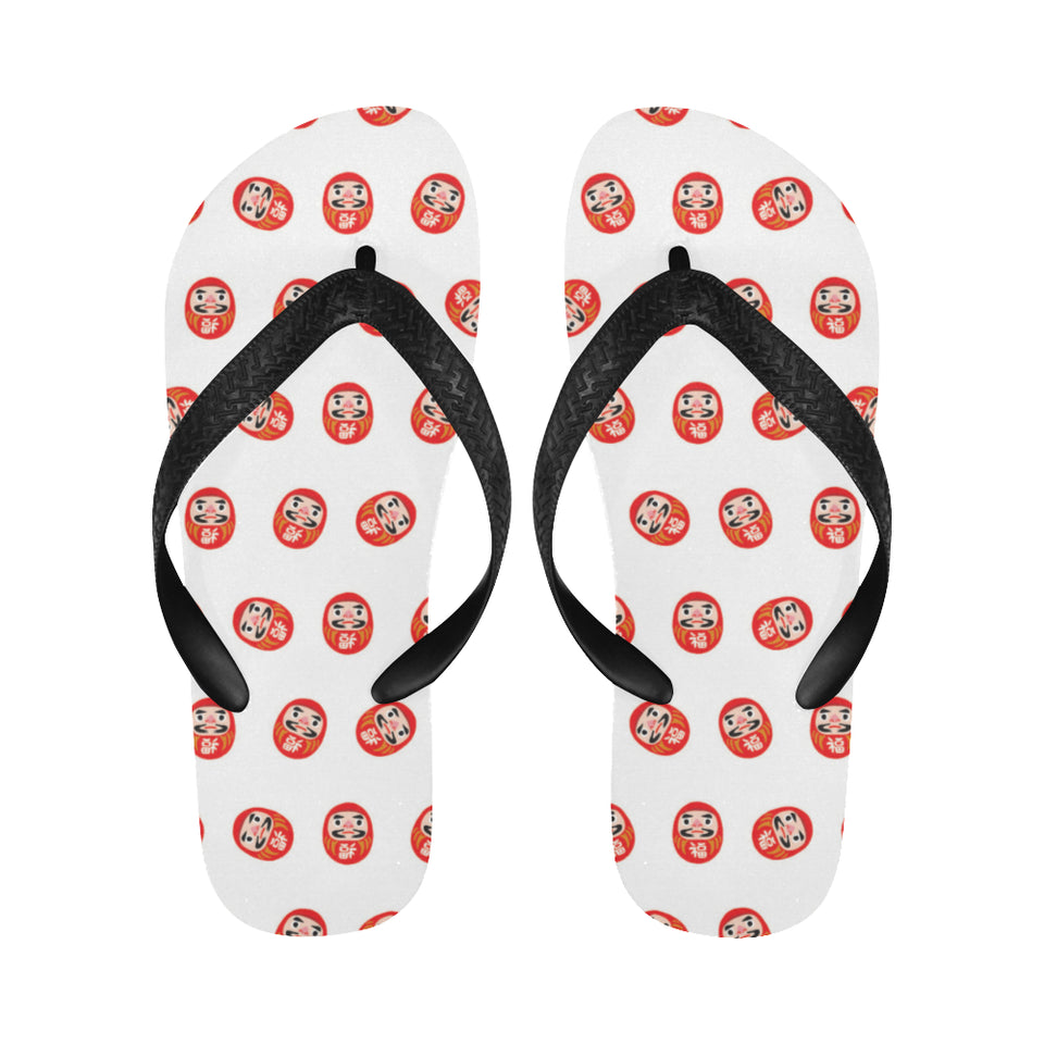 Daruma japanese wooden doll pattern Unisex Flip Flops
