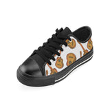 Paint Guitar Pattern Men's Low Top Canvas Shoes Black