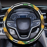 sunflowers ribbon background Car Steering Wheel Cover