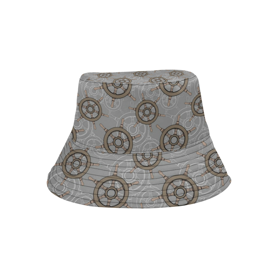 nautical wood steering wheel pattern Unisex Bucket Hat