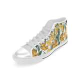 yellow tulips pattern Men's High Top Canvas Shoes White