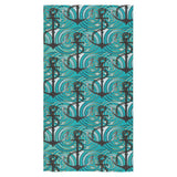Anchor nautical green background Bath Towel