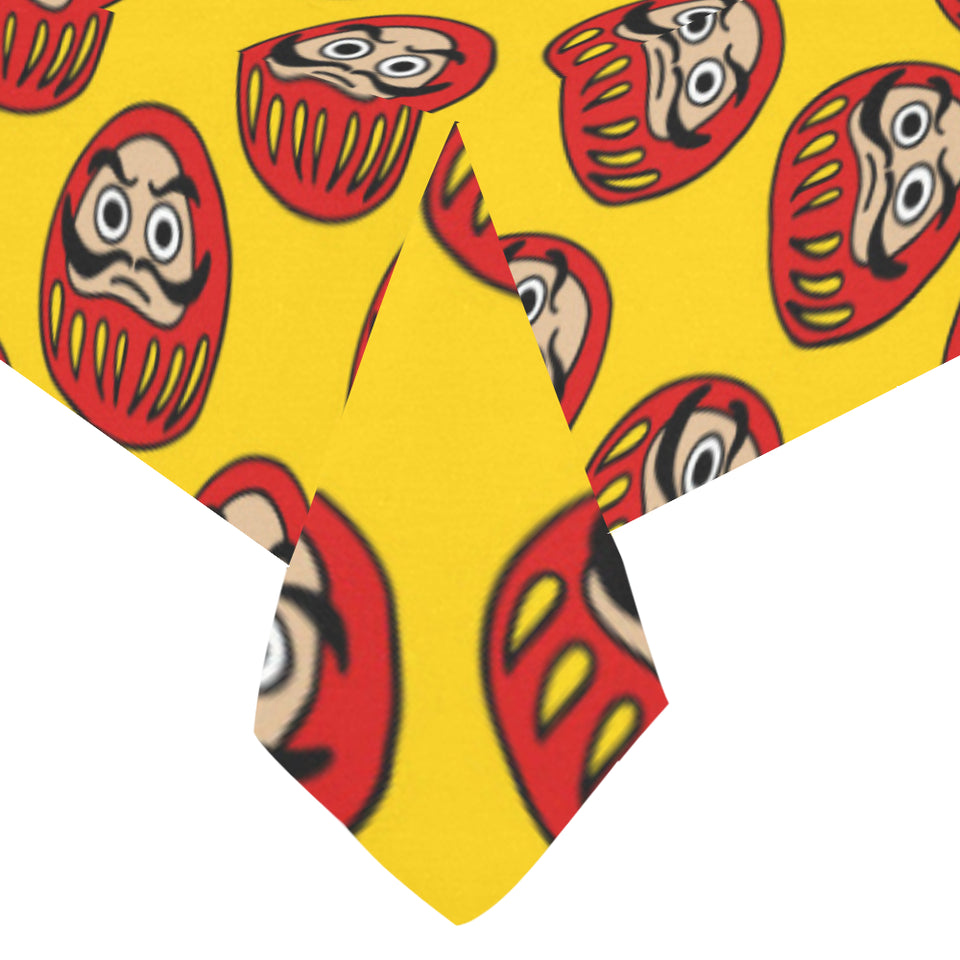 Daruma japanese wooden doll yellow background Tablecloth