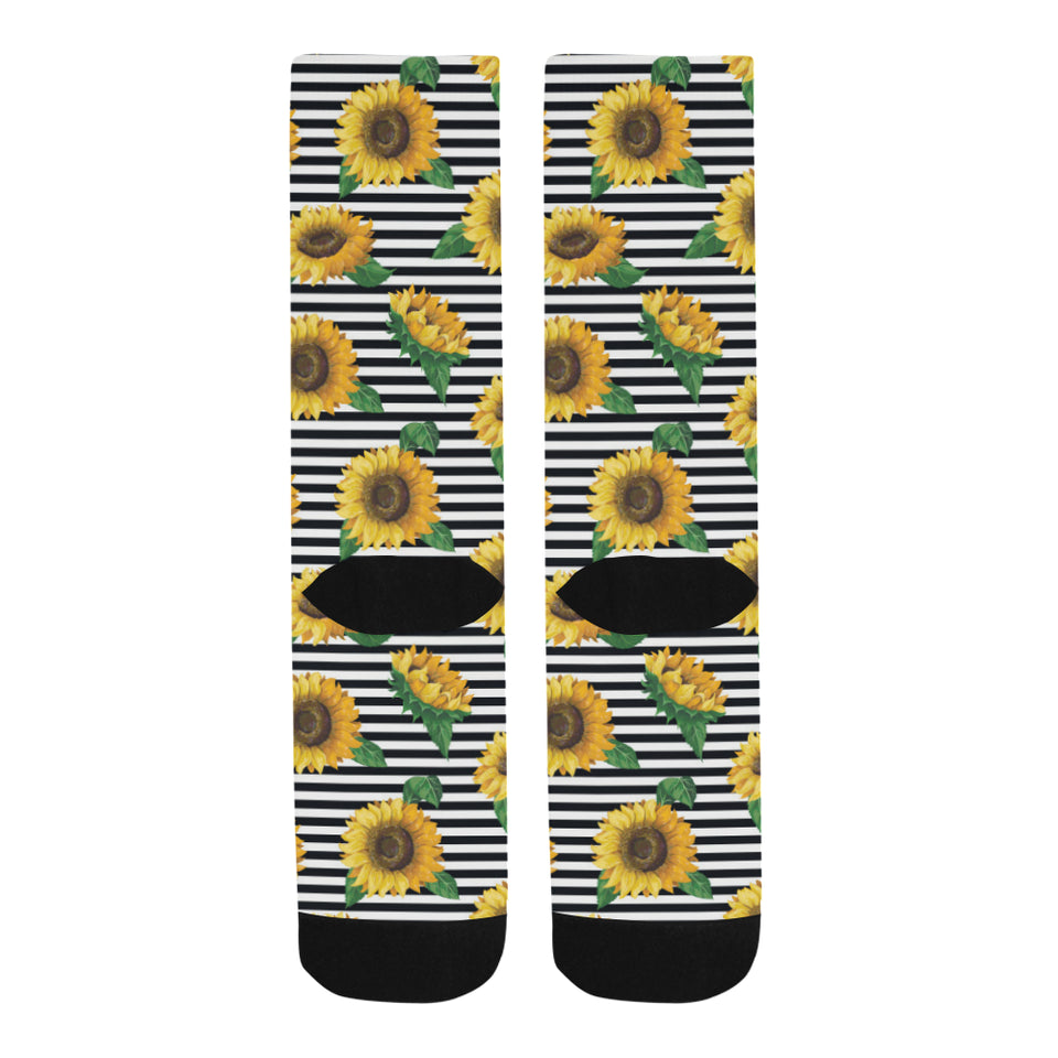 sunflowers ribbon background Crew Socks