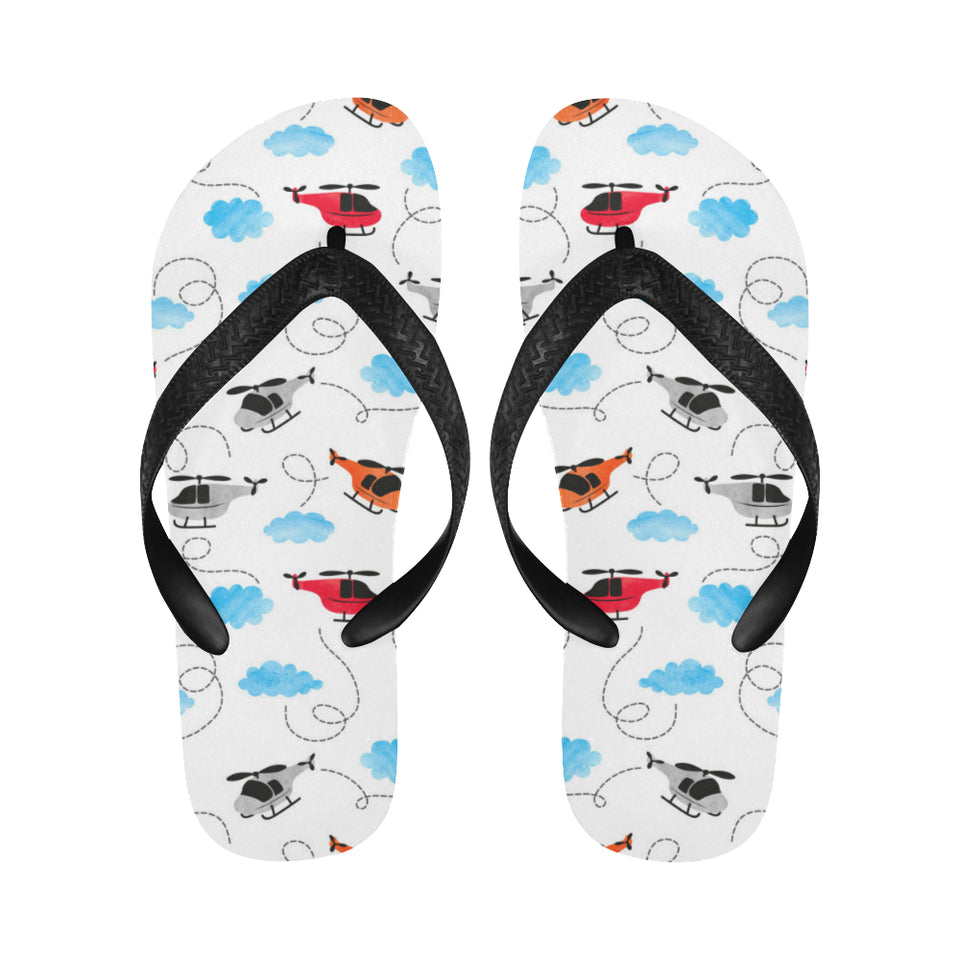 Watercolor helicopter cloud pattern Unisex Flip Flops