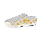 Sun design pattern Women's Low Top Canvas Shoes White