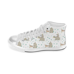 Cute Rhino pattern background Women's High Top Canvas Shoes White