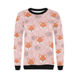 Cute fox pattern pink background Women's Crew Neck Sweatshirt