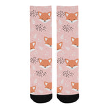 Cute fox pattern pink background Crew Socks