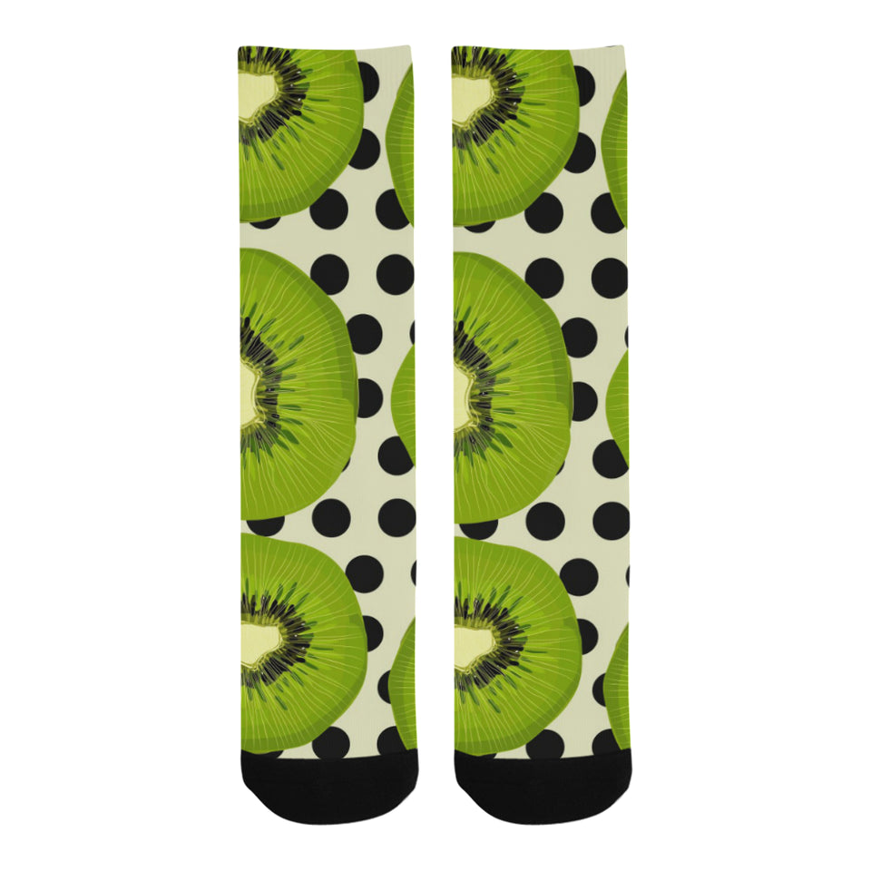 kiwi black dot background Crew Socks
