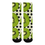 kiwi black dot background Crew Socks