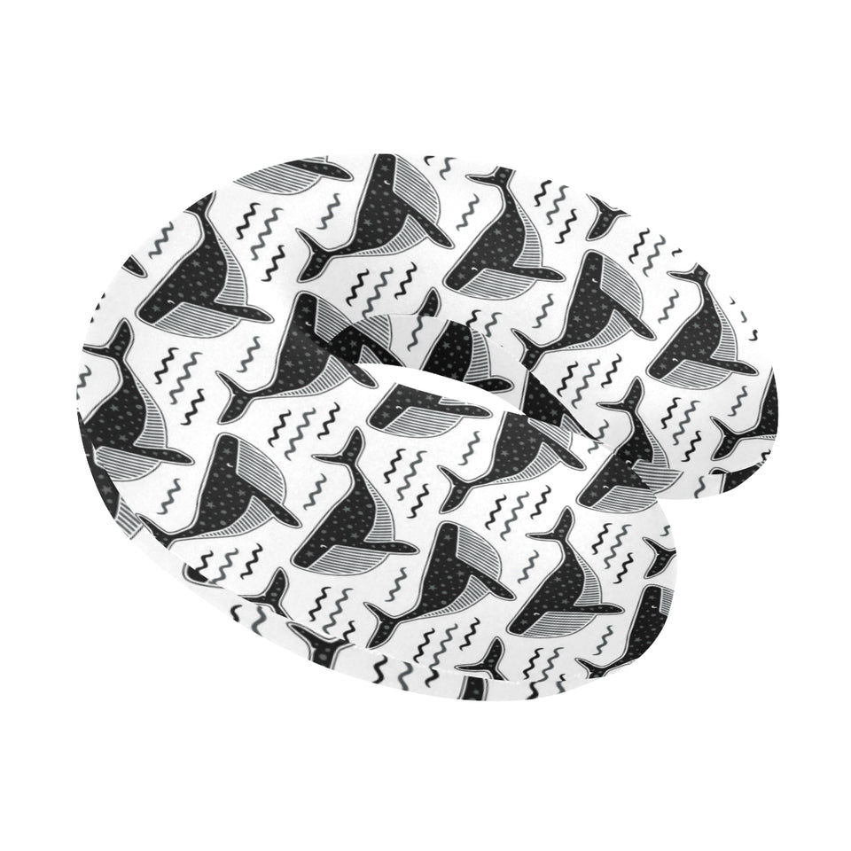 Black whale pattern U-Shaped Travel Neck Pillow