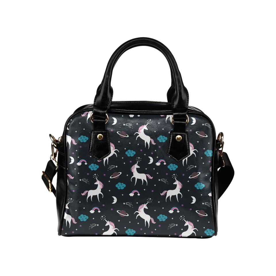 unicorn rainbows moon clound star pattern Shoulder Handbag