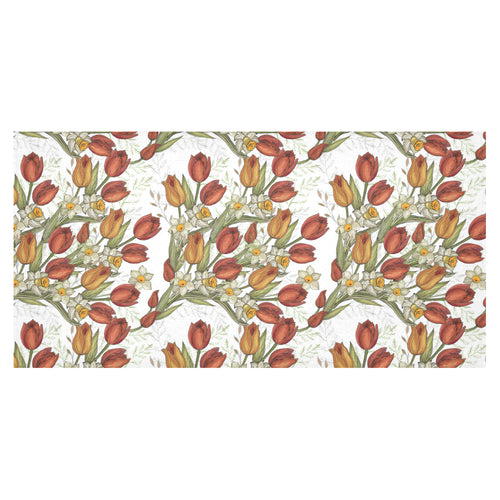 Red tulips and daffodils pattern Tablecloth