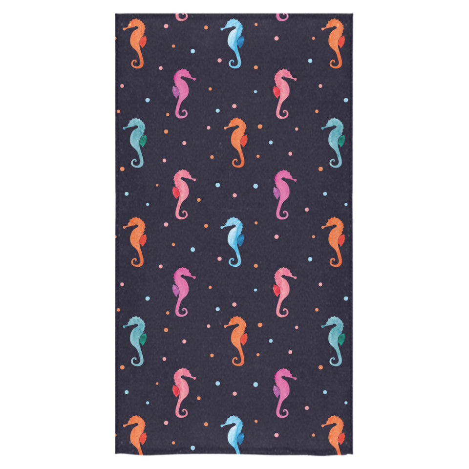 Watercolor colorful seahorse pattern Bath Towel