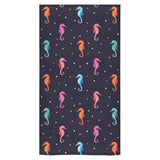 Watercolor colorful seahorse pattern Bath Towel