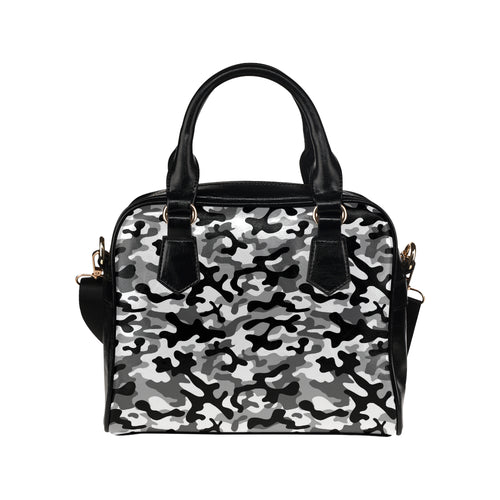 Black white camouflage pattern Shoulder Handbag