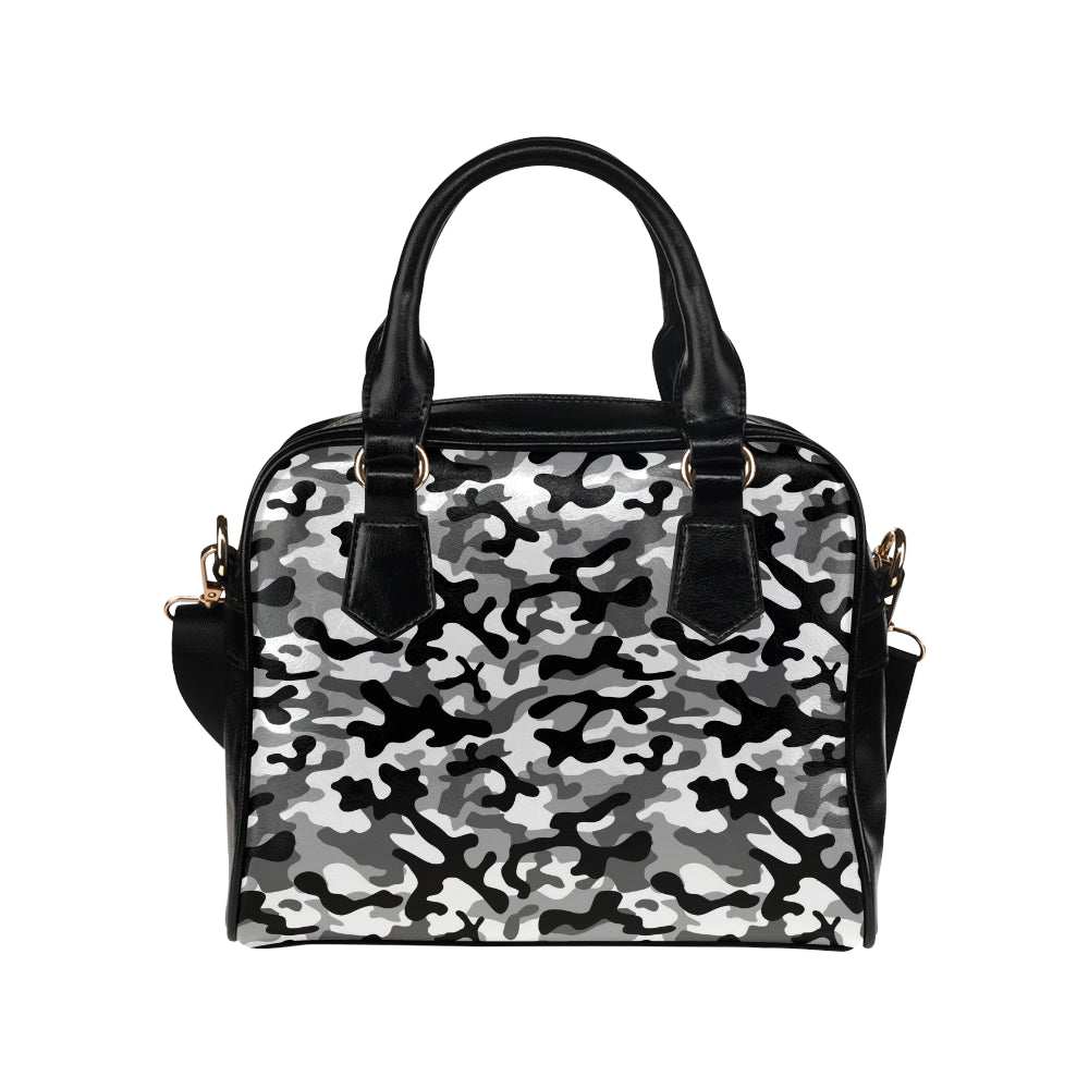 Black white camouflage pattern Shoulder Handbag